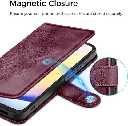 Lederhülle für Samsung Galaxy A25 Flip Wallet Case Standfunktion Weinrot
