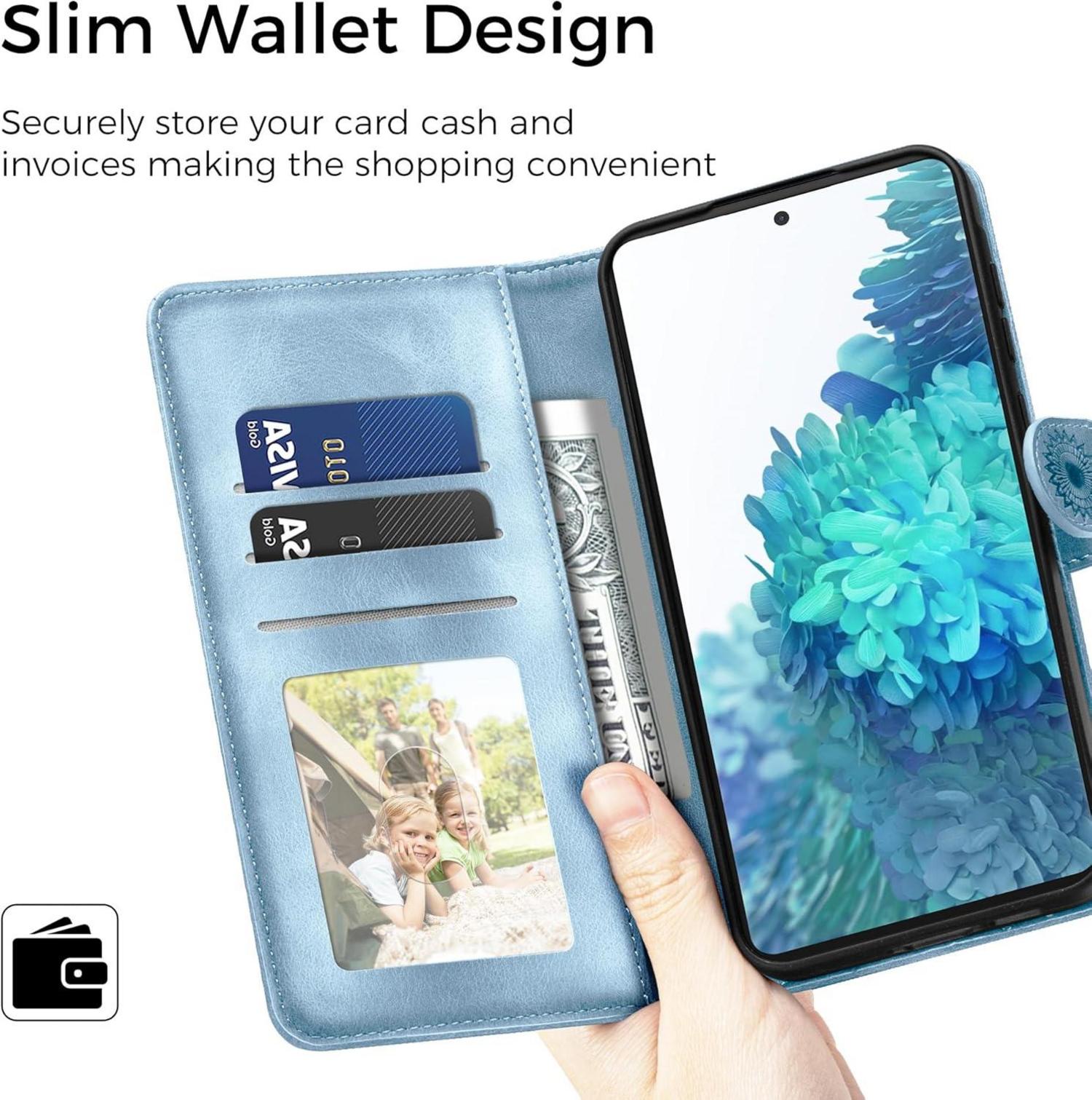 Samsung Galaxy S20 FE Lederhülle Flip Wallet Case Himmelblau