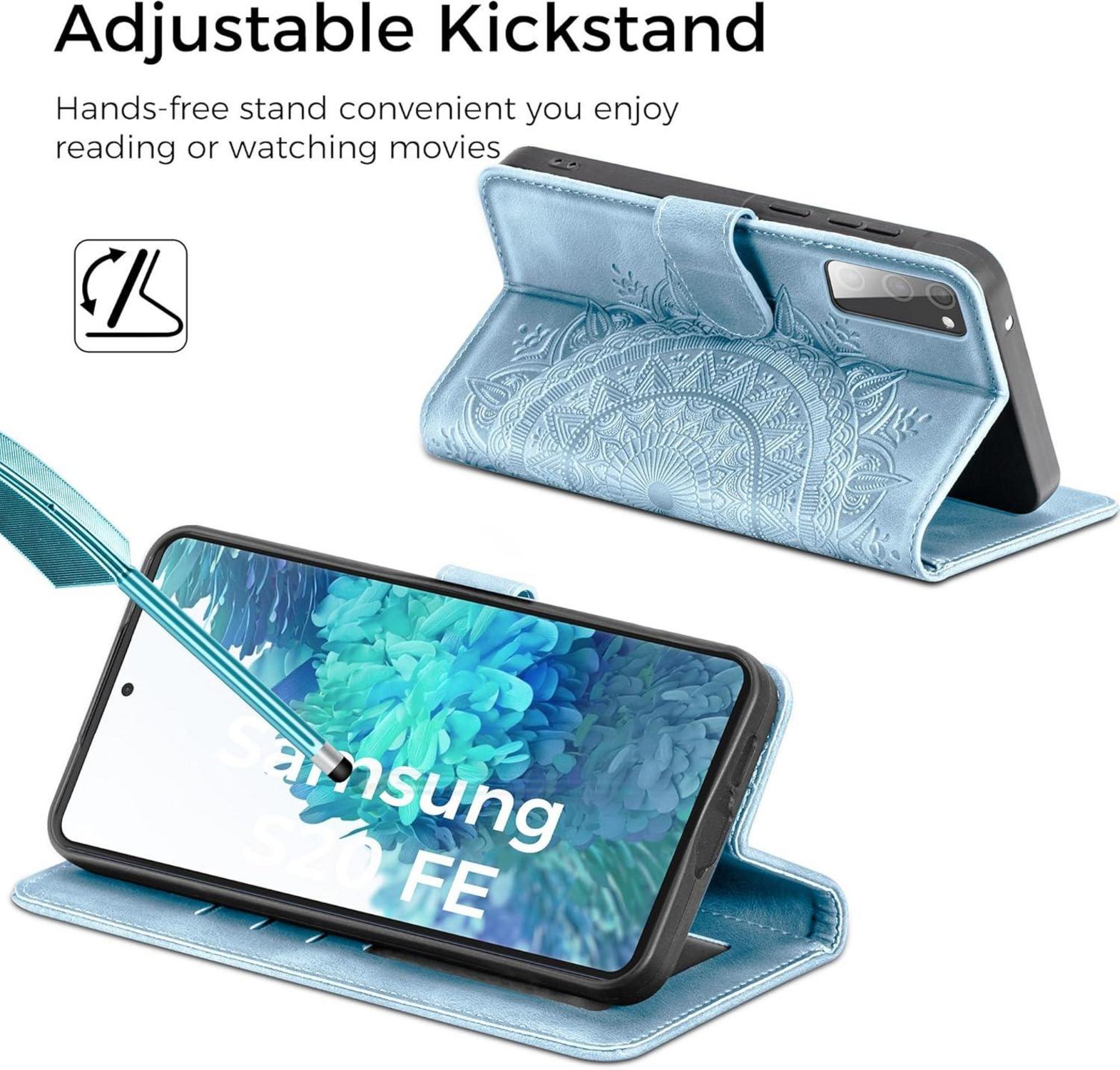 Samsung Galaxy S20 FE Hülle Flip Wallet PU Leder Cover Himmelblau