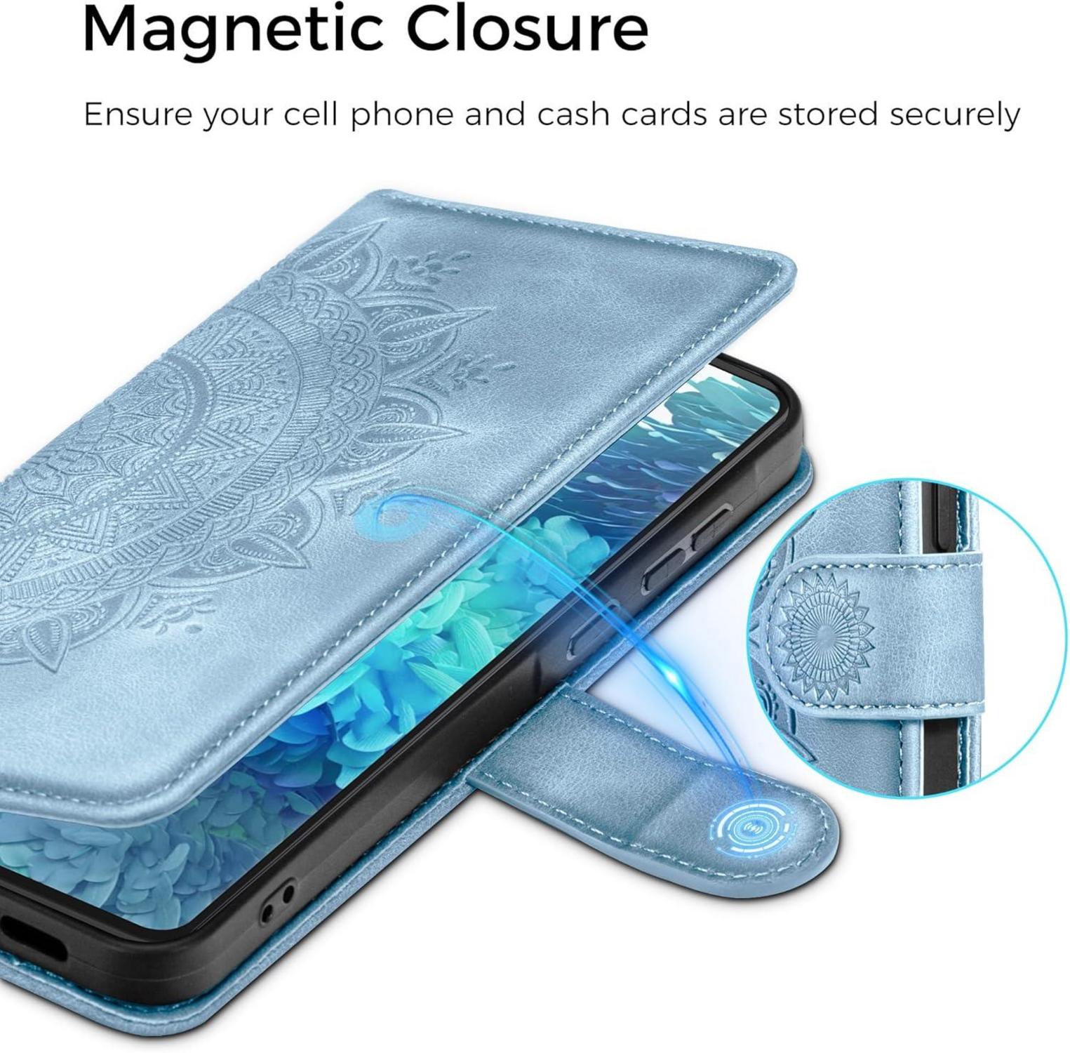 Lederhülle Samsung Galaxy S20 FE Hülle Wallet Case Himmelblau