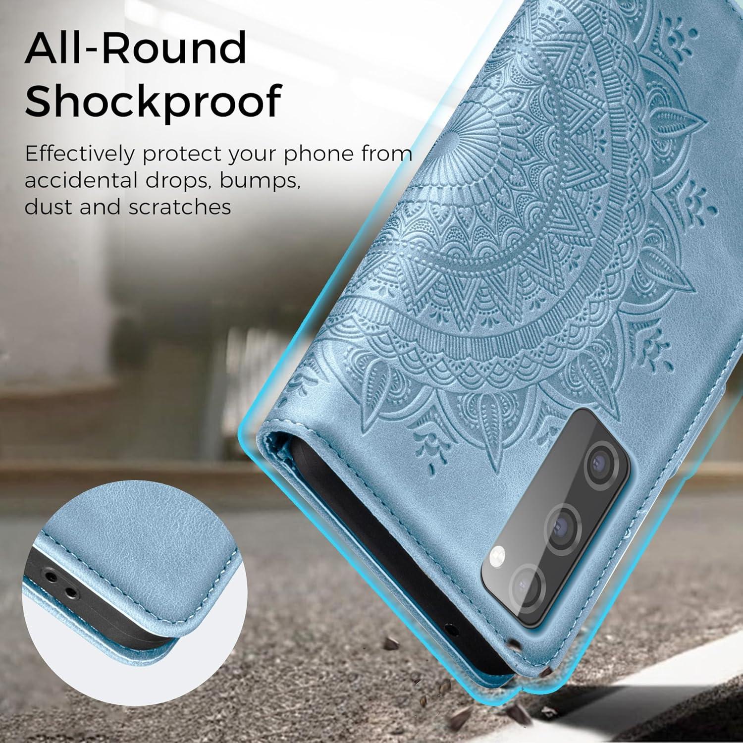 Samsung Galaxy S20 FE Hülle Wallet PU Leder Case Magnet Ständer Blau