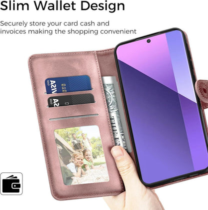 Rosa Handyhülle Xiaomi Redmi Note 13 Pro Plus 5G Flip Wallet