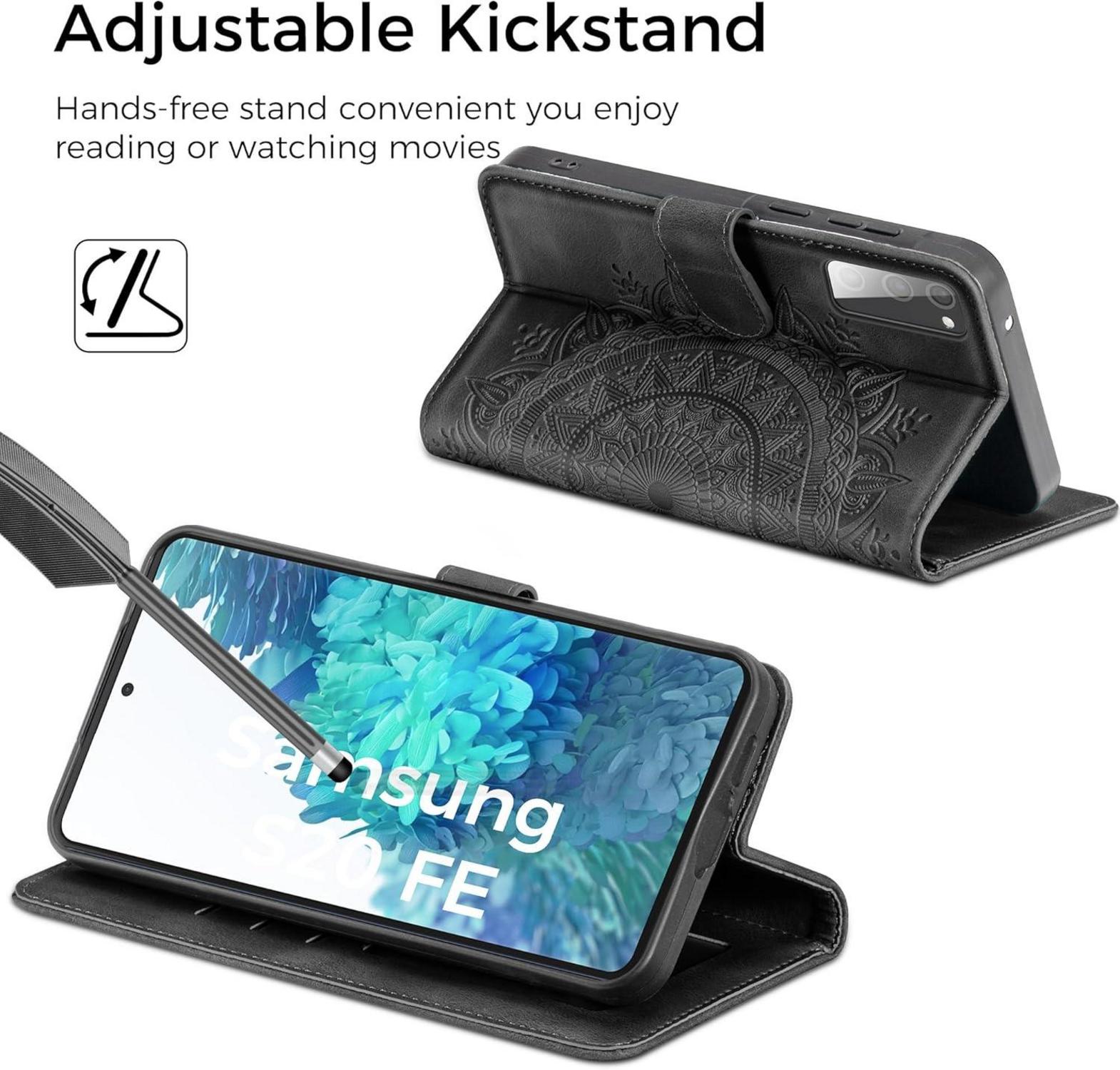 Samsung Galaxy S20 FE Leder Flip Wallet Hülle Schwarz