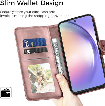 Samsung Galaxy A54 5G Lederhülle Wallet Case Prägung Pink Schutzhülle