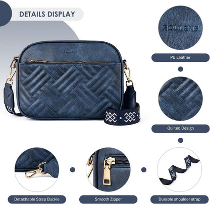 Damen Crossbody Umhängetasche Gesteppt PU Leder RFID Schutz