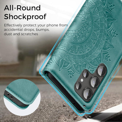Handyhülle Samsung Galaxy S24 Ultra Wallet Flip Leder Tasche Grün