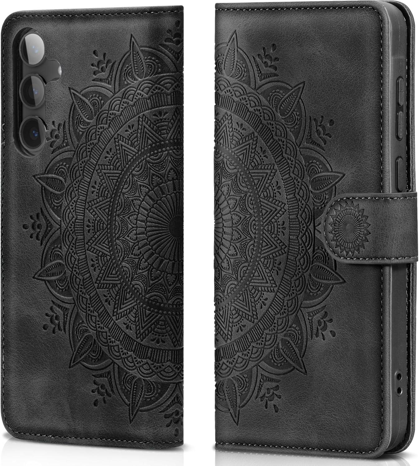 Luxuriöse Lederhülle für Samsung Galaxy S24 5G - Schwarz