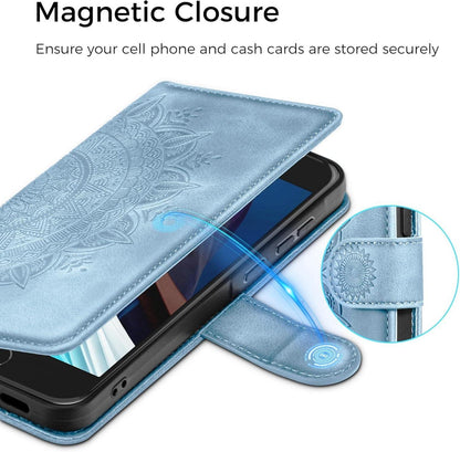Handyhülle iPhone SE 2022/2020 7/8 Flip Leder Himmelblau