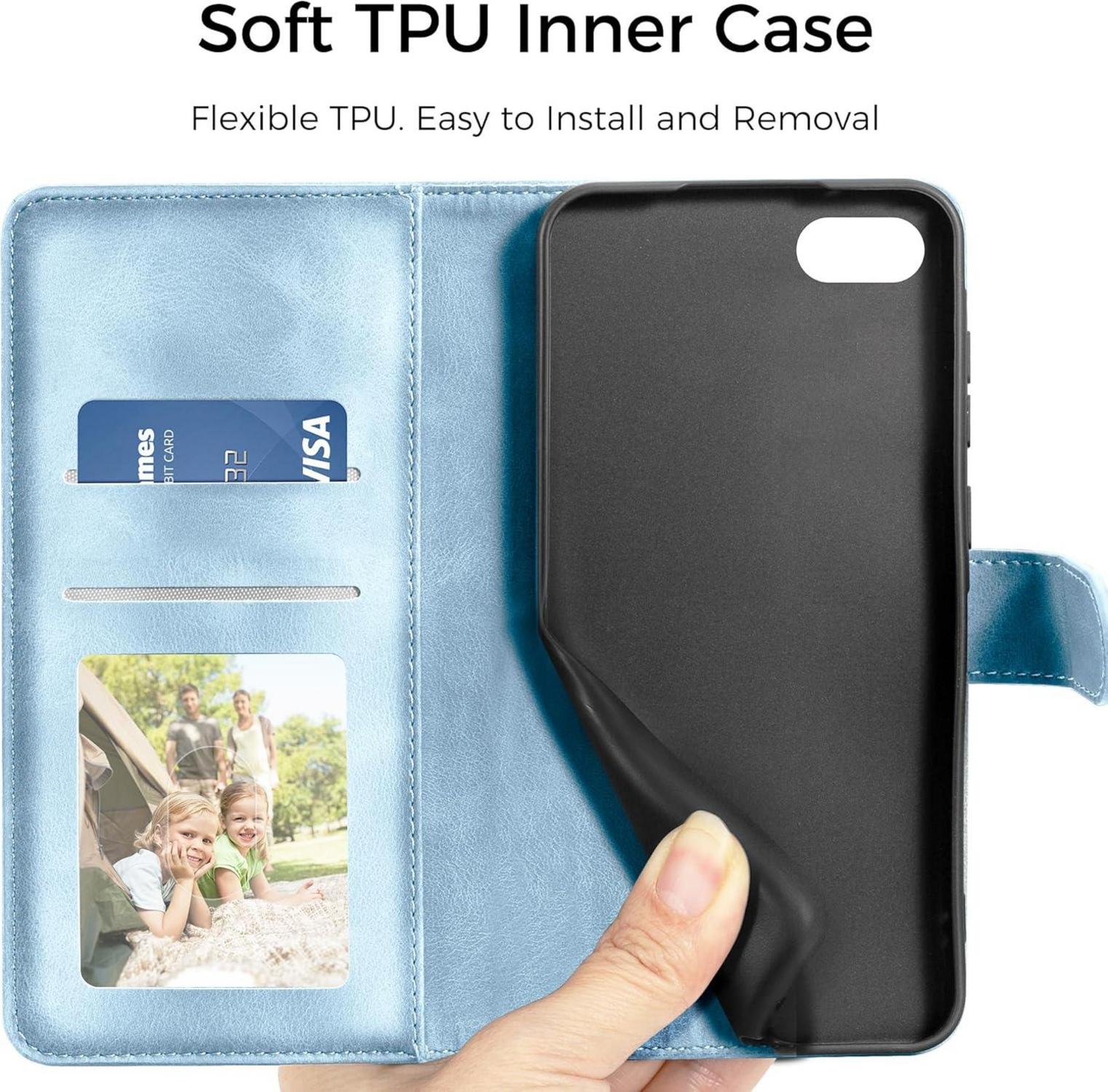 Handyhülle iPhone SE 2022/2020 7 8 Leder Flip PU Himmelblau
