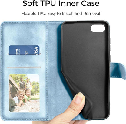 Handyhülle iPhone SE 2022/2020 7 8 Leder Flip PU Himmelblau