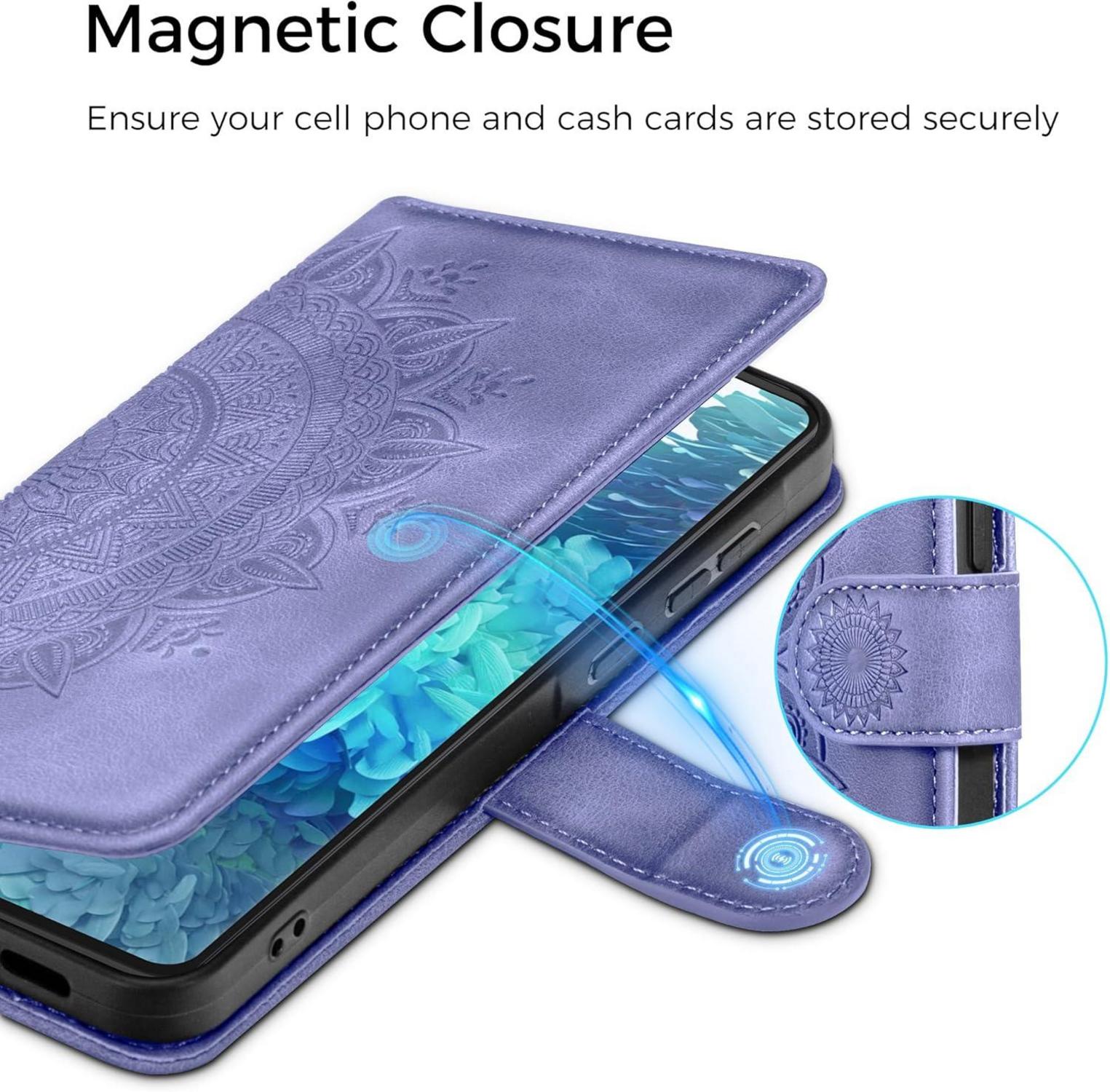 Samsung Galaxy S20 FE Lederhülle Wallet Schutzhülle mit Standfunktion, Lila