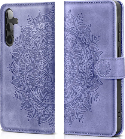 Samsung Galaxy S24 5G Lederhülle Wallet Case Prägung Standfunktion - Lila