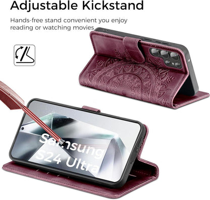 Samsung Galaxy S24 Ultra Handyhülle Flip Wallet PU Leder Weinrot