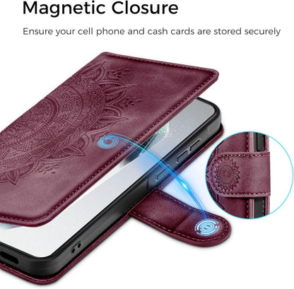 Handyhülle für Samsung Galaxy S24 Ultra - Flip Wallet Tasche mit Standfunktion und Kartenfach - Weinrot