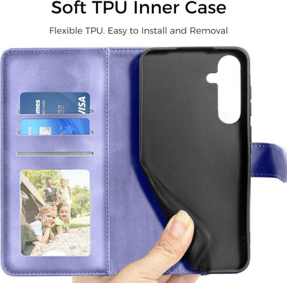 Samsung Galaxy A54 5G Lederhülle Flip Wallet Case Lila