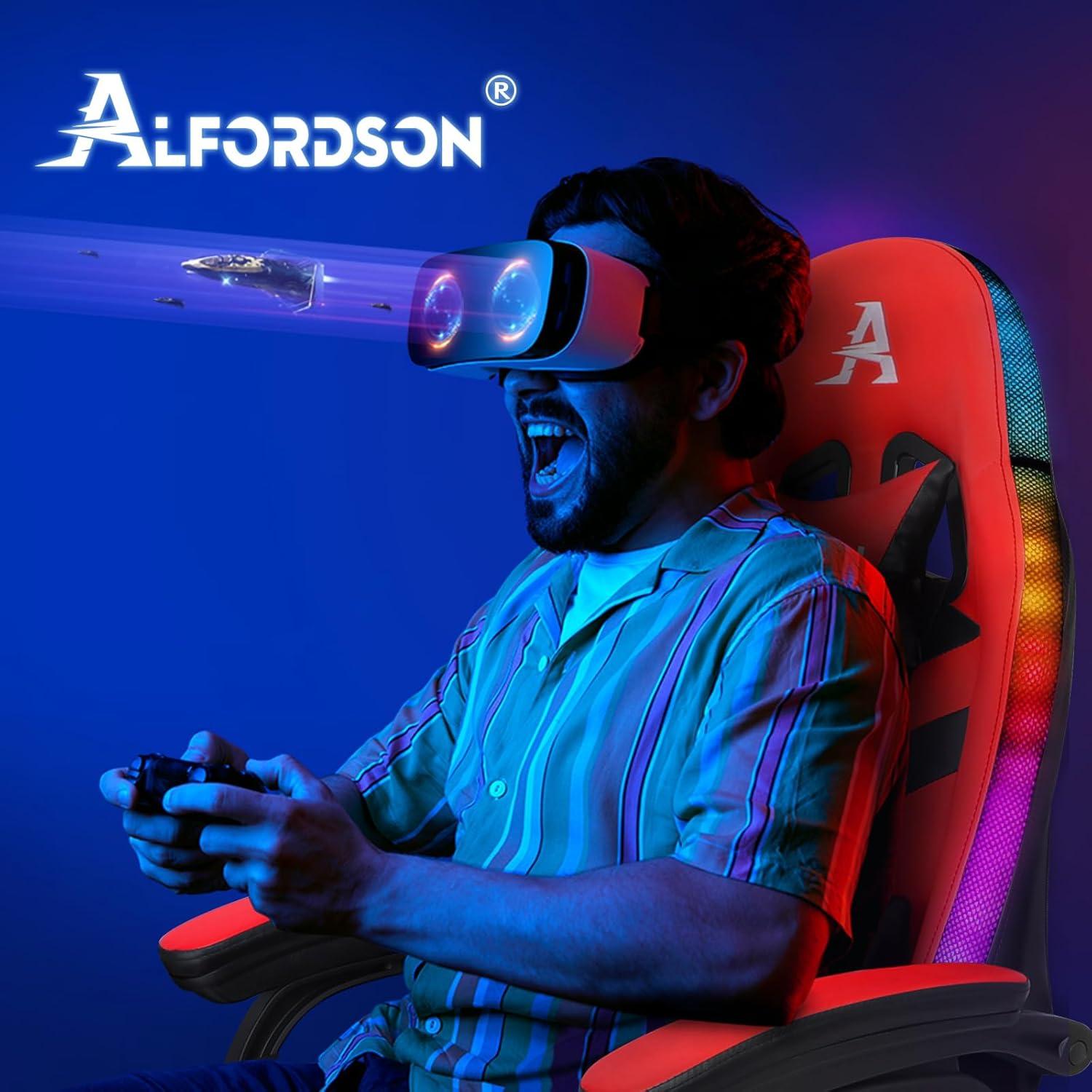 Gaming Stuhl mit Massagefunktion und LED Beleuchtung