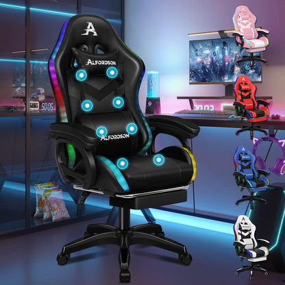Gaming Stuhl mit Massagefunktion und RGB LED Beleuchtung