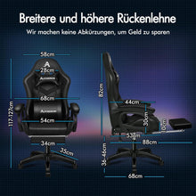Racing Gaming Stuhl mit Massage 12 LED Farben Ergonomischer