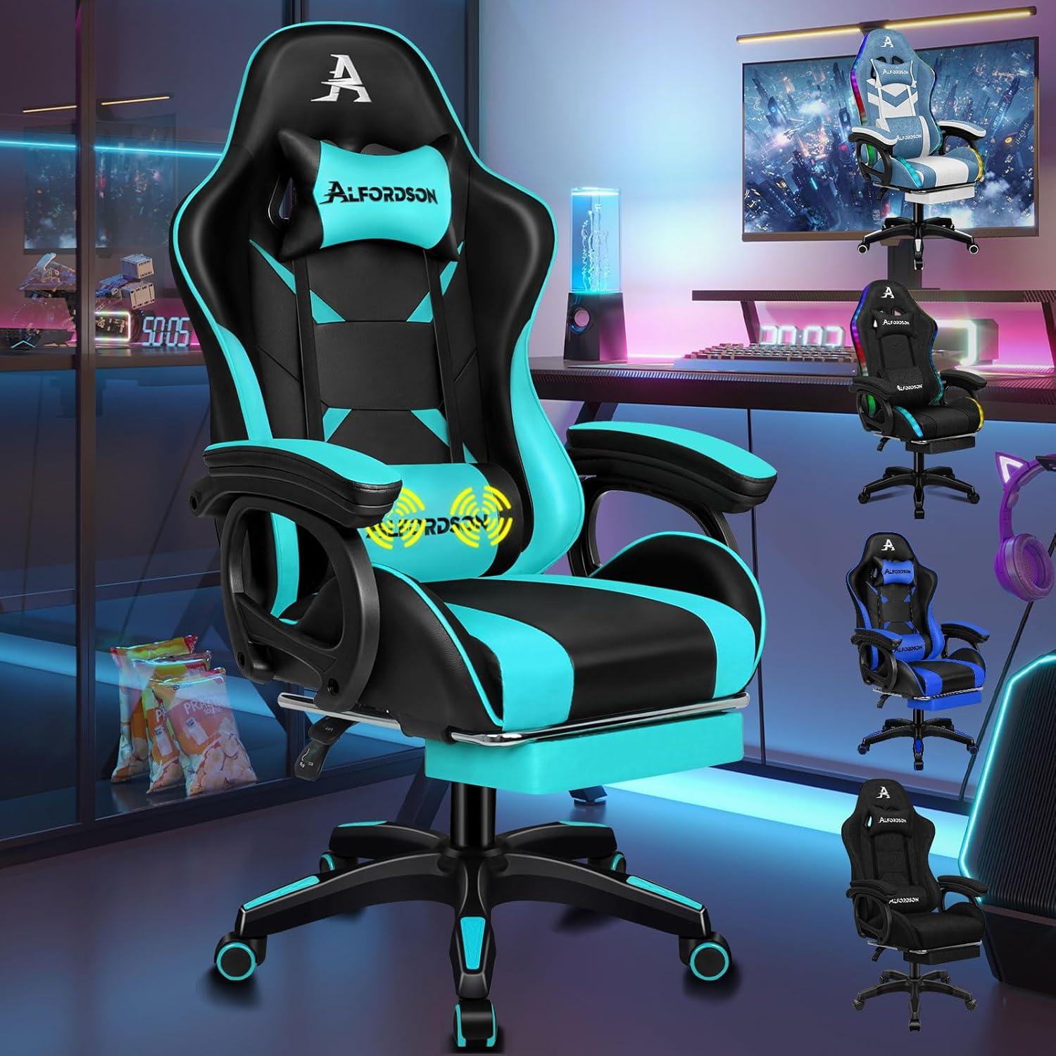 Ergonomischer Gaming-Stuhl mit Massagefunktion und Lendenkissen