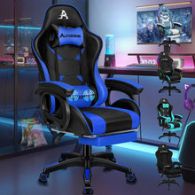 Gaming-Stuhl mit 2-Punkt-Massage, ergonomisch, höhenverstellbar, Blau