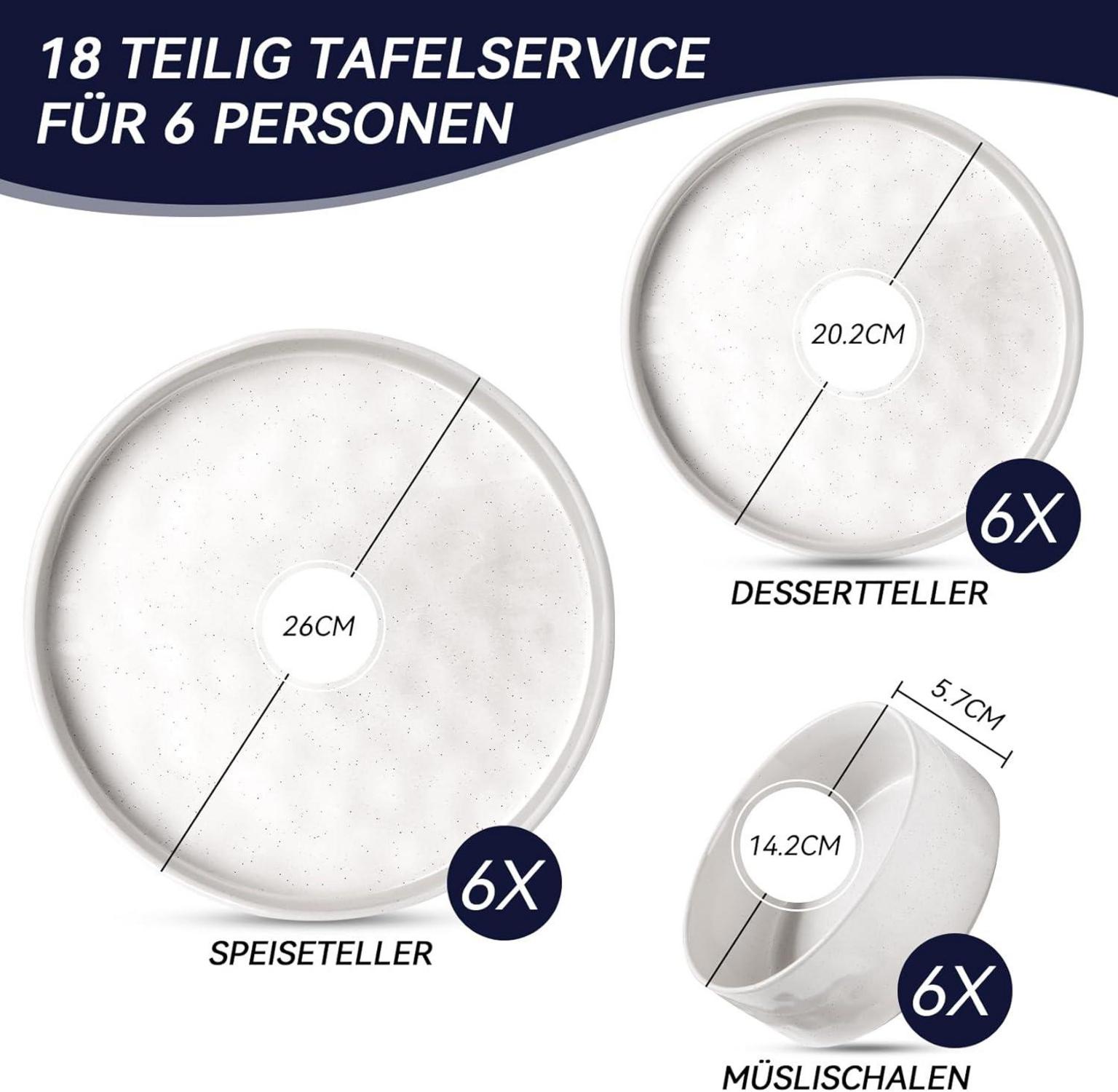 Modernes 18-teiliges Geschirrset in Gesprenkeltem