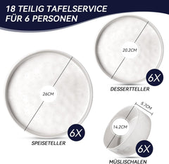 Modernes 18-teiliges Geschirrset in Gesprenkeltem