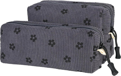 Jiliyote Cord Kosmetiktasche Damen Set Grau-2er
