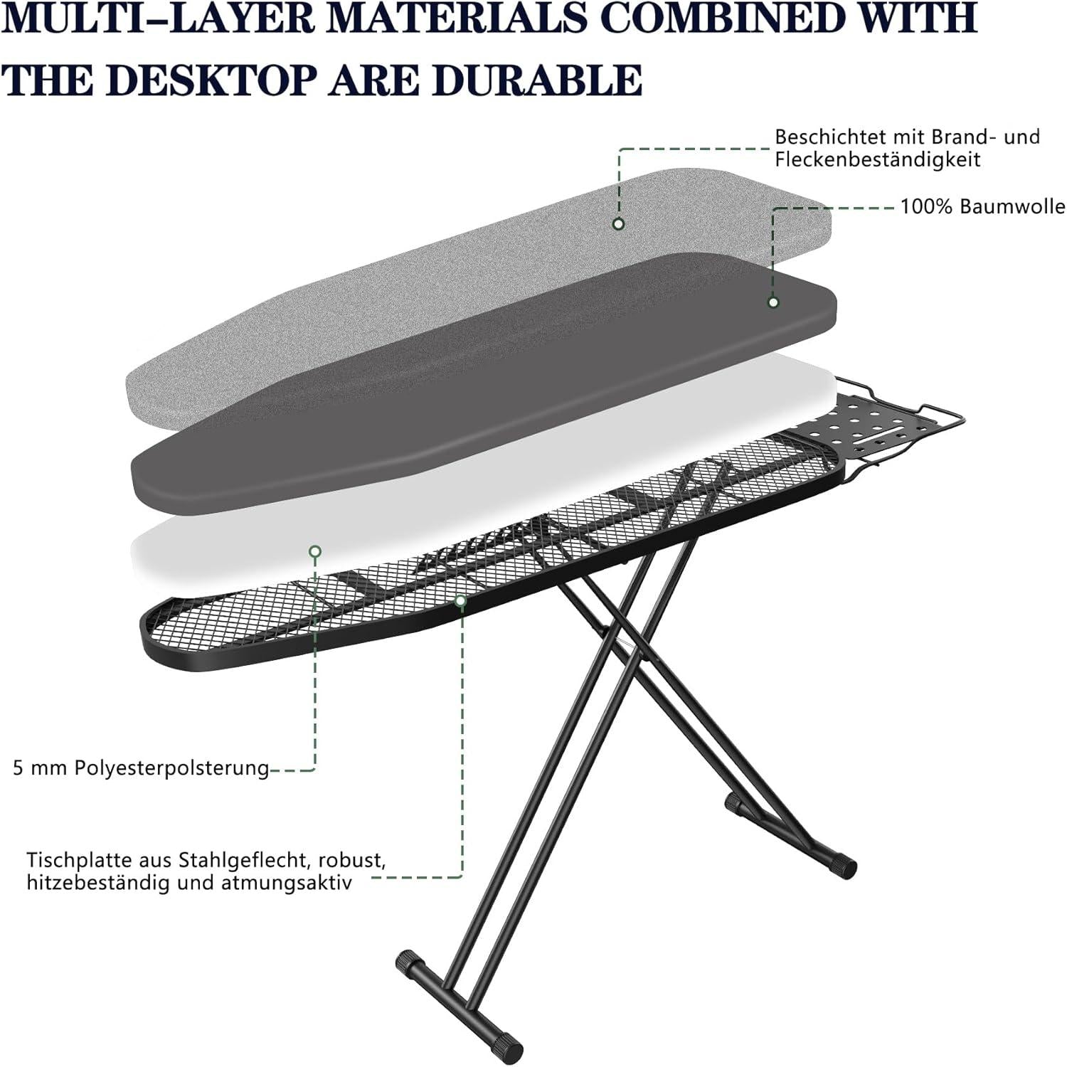 Klappbares Bügelbrett Ironing Board 110x35cm Verstellbare Höhe