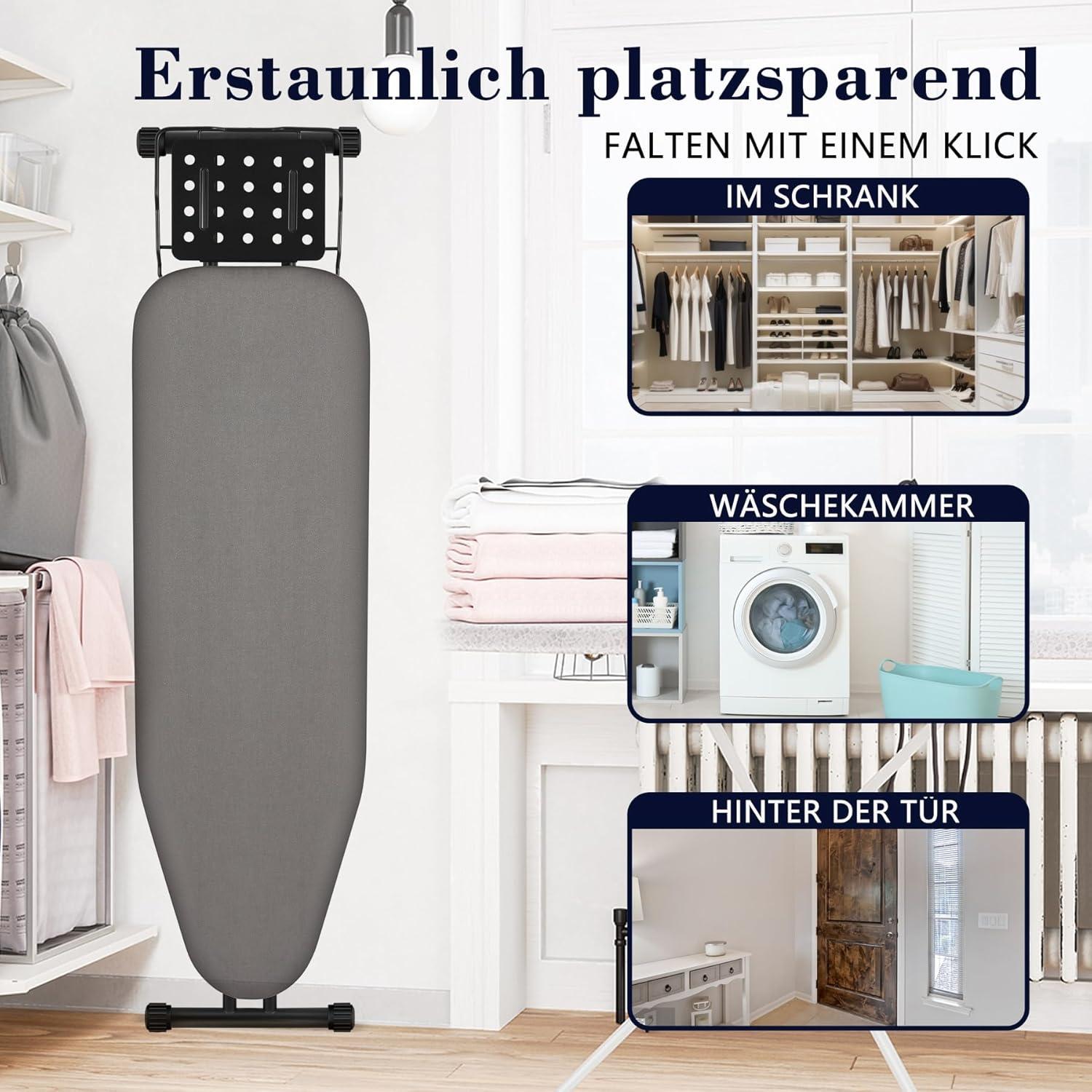 Klappbares Bügelbrett Ironing Board mit Bügeleisenablage 110x35cm