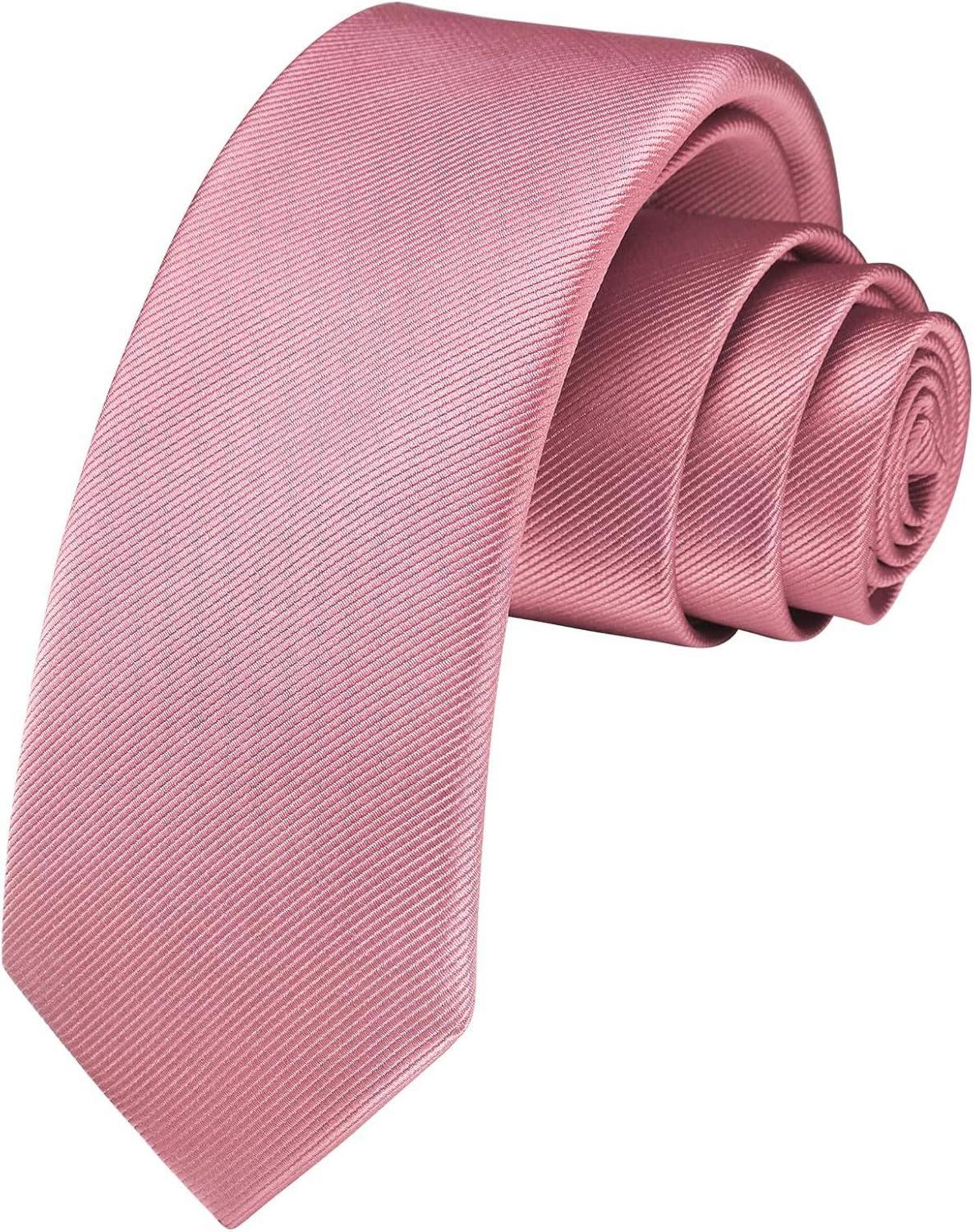 Herren Krawatte Seide Einfarbig Schmale Business Krawatte 6cm - Altrosa