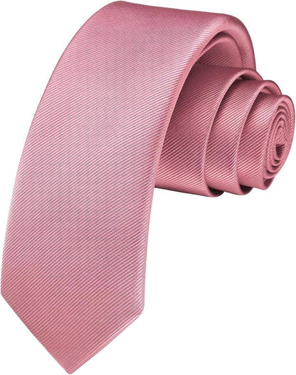 Herren Krawatte Seide Einfarbig Schmale Business Krawatte 6cm - Altrosa