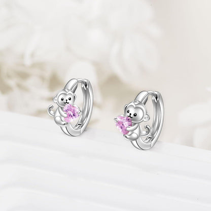 VONALA Tier Creolen Ohrringe 925 Sterling Silber Rosa Zirkonia Damen Mädchen Kinder