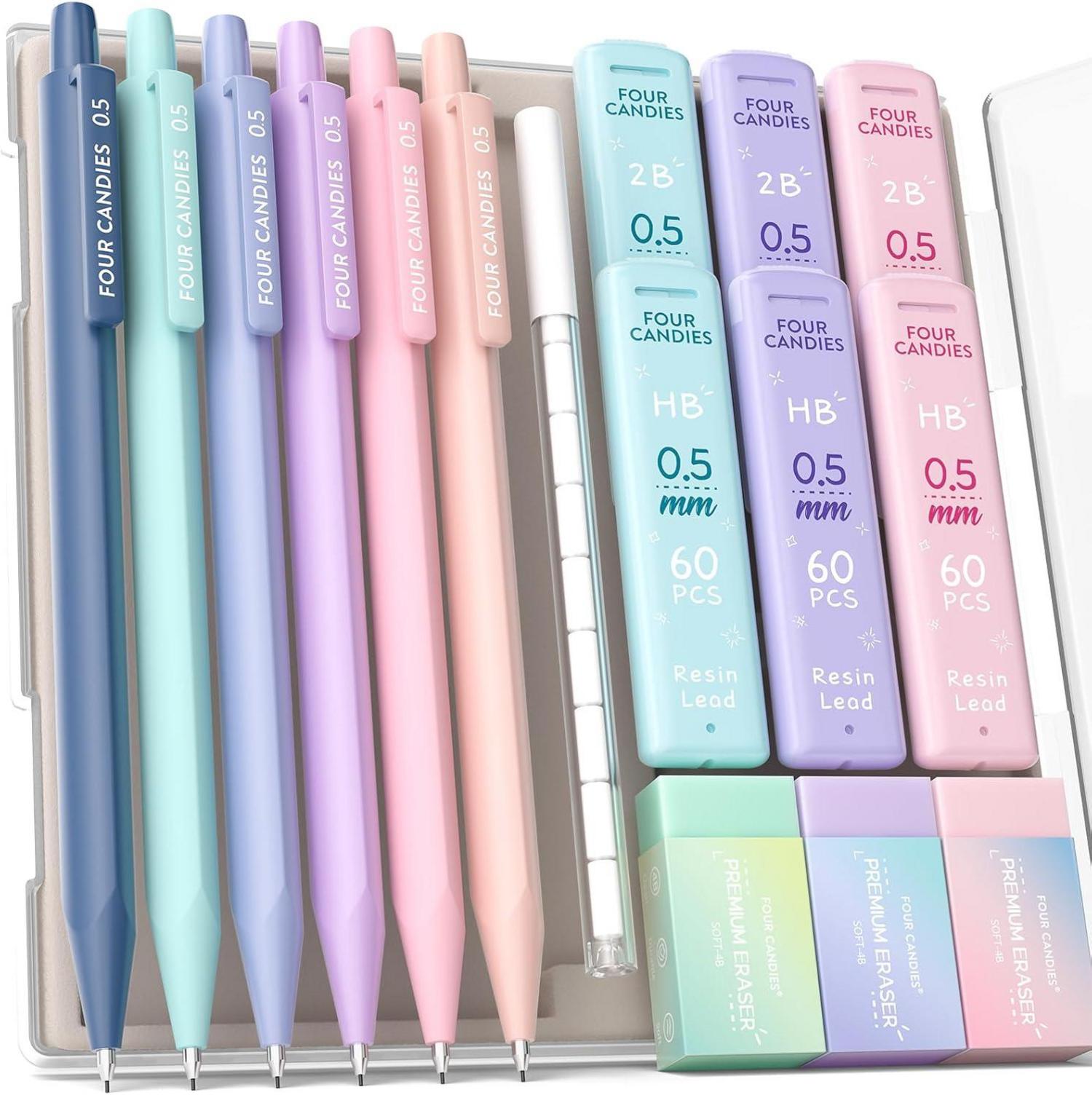 Candies 0.5 mm Druckbleistift Set mit Minen, Radiergummis & Etui