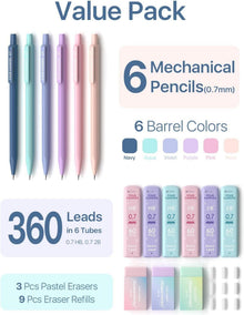 Niedliche Druckbleistifte Set 6PCS 0.7mm 360 Minen Pastell