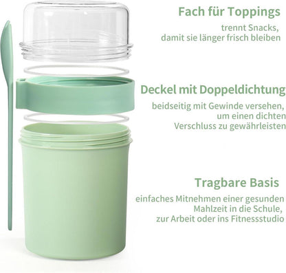 Swkien Müslibecher Joghurtbecher to Go 560ML+220ML
