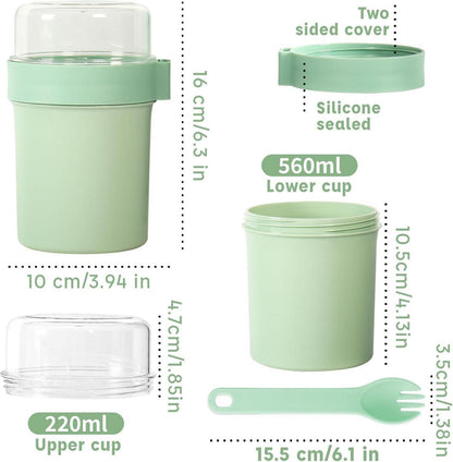 Müslibecher Joghurtbecher to Go 560ml+220ml Salbei-Grün