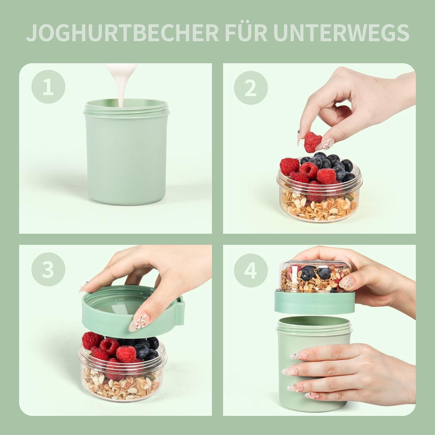 Swkien Müslibecher Joghurtbecher Müsli Cup Lunchpot, Salbei-Grün