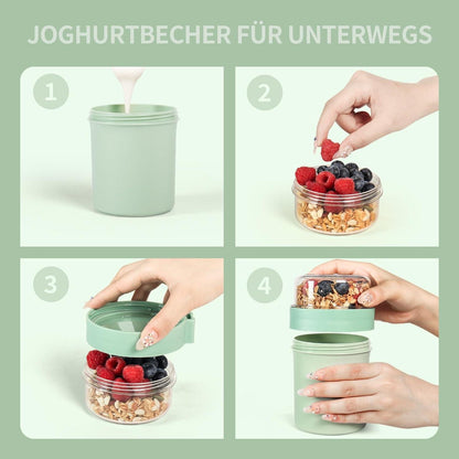 Swkien Müslibecher Joghurtbecher Müsli Cup Lunchpot, Salbei-Grün