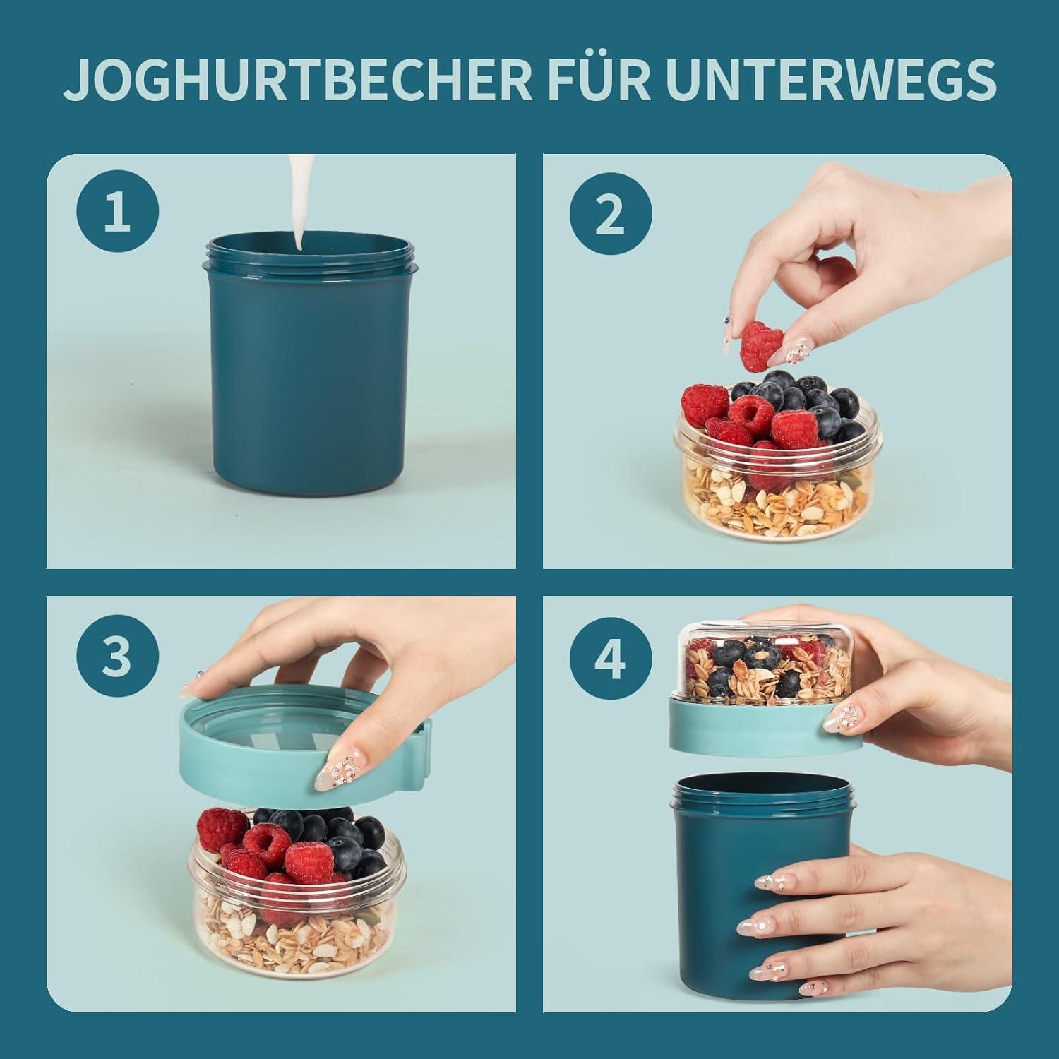 Swkien Müslibecher Joghurtbecher to Go 780ML Marineblau