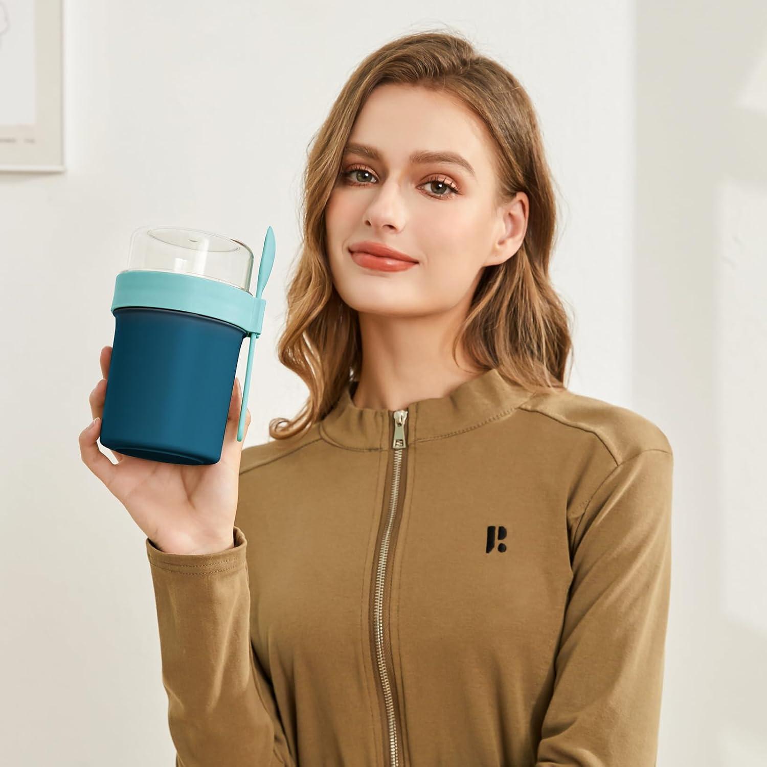 Müsli Joghurtbecher To Go 560ml+220ml Marineblau mit Löffel