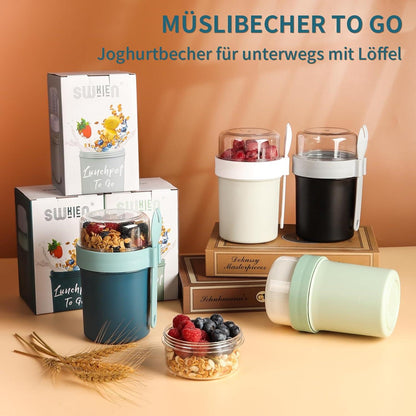 Müsli Joghurtbecher To Go 560ml+220ml Marineblau mit Löffel