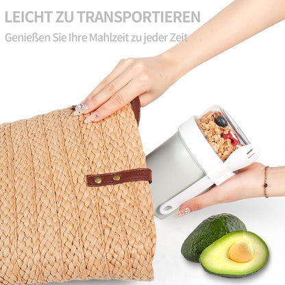 Müslibecher Joghurtbecher to Go Auslaufsicher 780ML Hellgrau