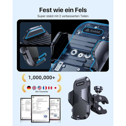 Handyhalterung Fahrrad 1S Schnellspanner Diebstahlschutz Motorrad Lenker Platz