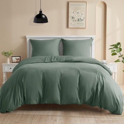 Bettwäsche Set 4-teilig 135x200 Mikrofaser Salbei Grün