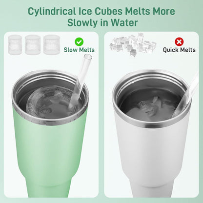 Silikon Eiswürfelform 3 Fach Behälter für Stanley Cup Zubehör, Grün