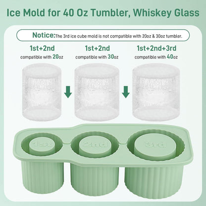 Eiswürfelform Silikon Lebensmittelqualität Stanley Cup 3 Fach 30-40Oz Grün