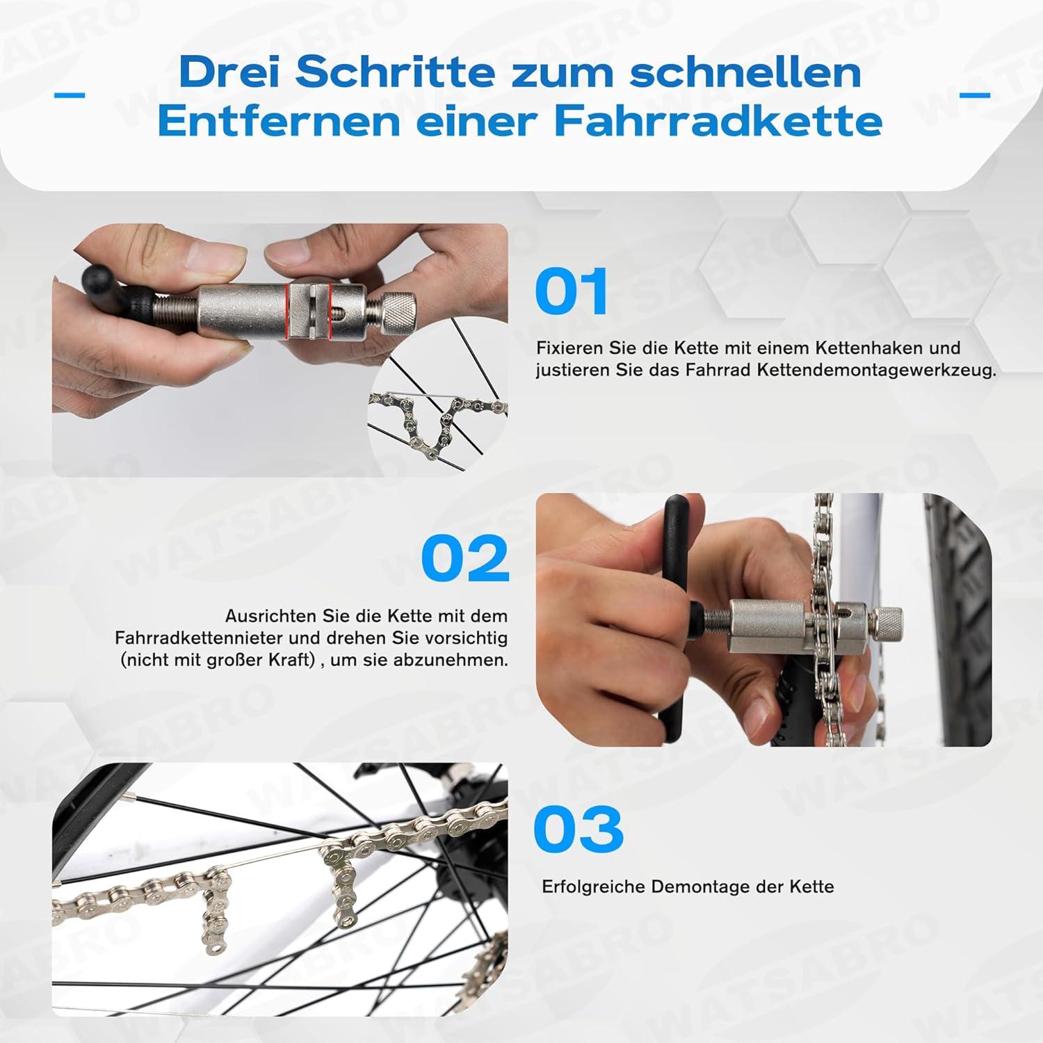 Kettennieter Fahrrad Reparatur Set mit Kettenschloss Zange 4 Paar Nieten