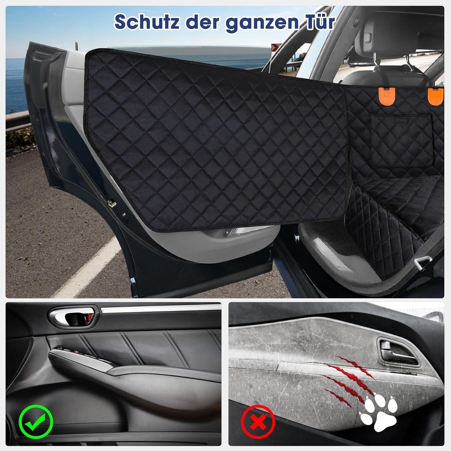 Hundedecke Auto Rückbank Wasserdicht Oxford Stoff mit Seitenschutz und Sichtfenster, Autoschondecke für Pkw, LKW, SUV
