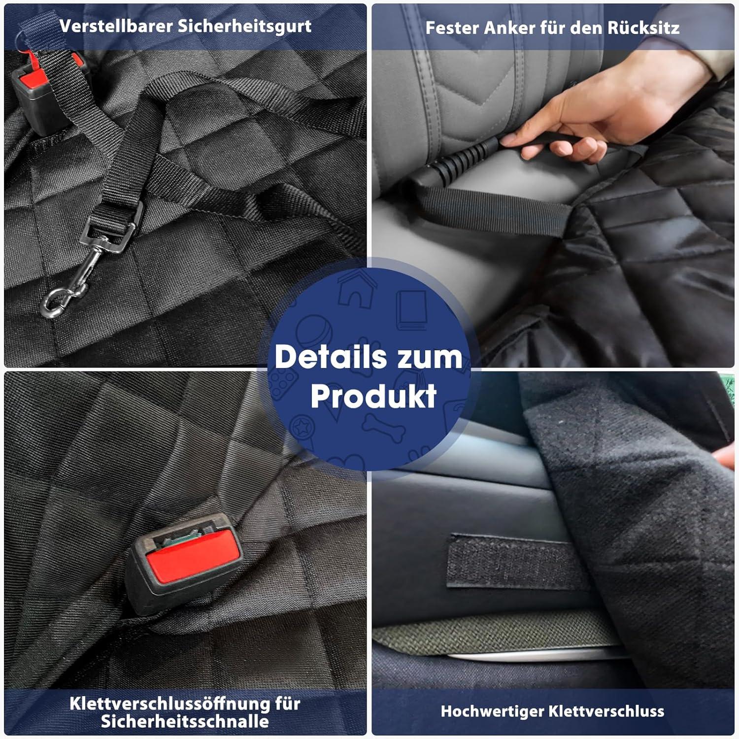 Hundedecke Auto Rückbank Wasserdicht Oxford Stoff mit Seitenschutz und Sichtfenster, Autoschondecke für Pkw, LKW, SUV