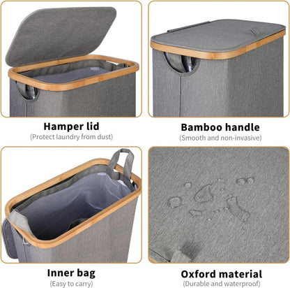 Wäschekorb mit Rollen 75L, Wäschesammler